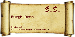 Burgh Ders névjegykártya